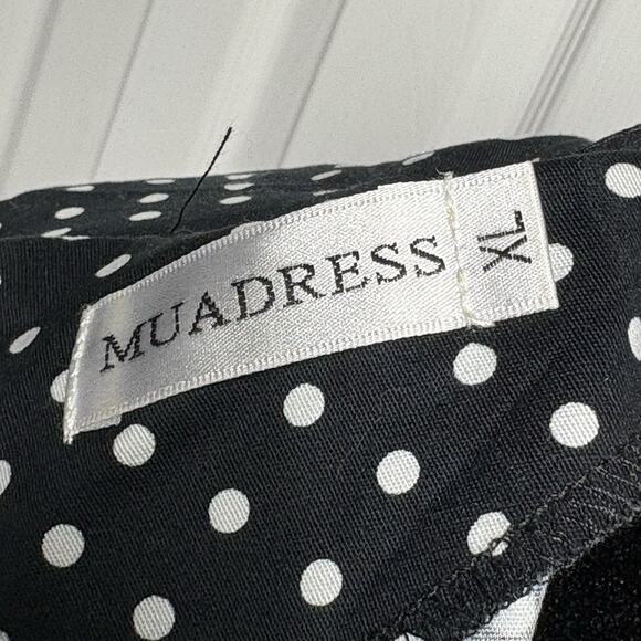 Fit and Flare Dress Women Size XL 1950s Retro Style Black White Polka Dot - Picture 6 of 8